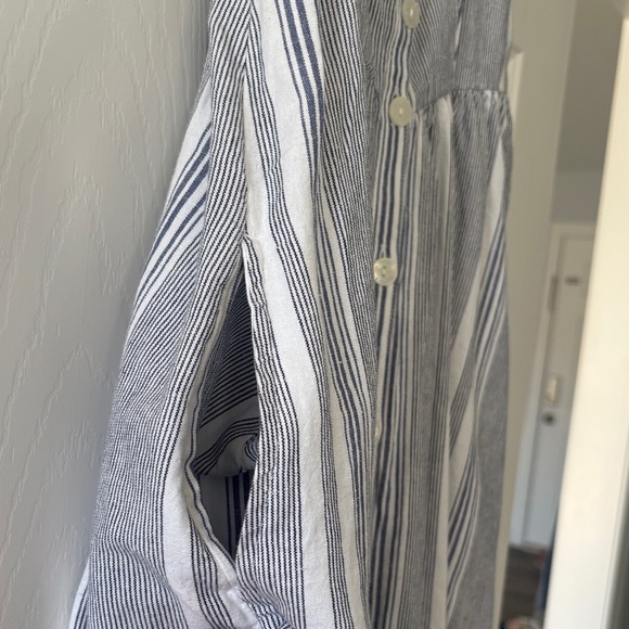 a.n.a Blue and White Striped Button-Front Sundress - Picture 3 of 7